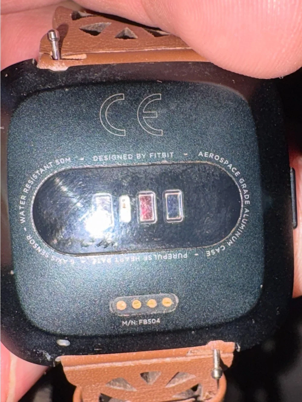 fitbit Brown Laser-Cut Leather Strap Smartwatch